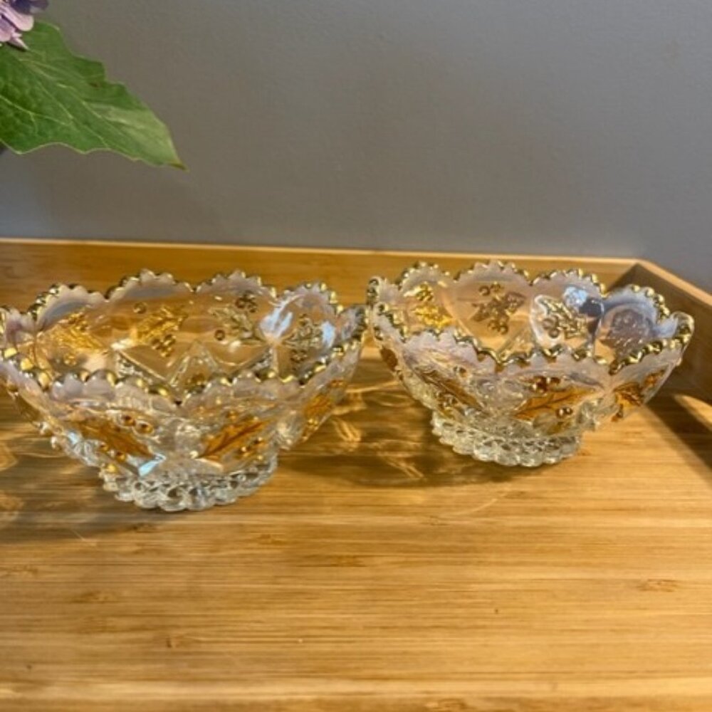 EAPG Northwood HTF berry bowls Set of 2 berries and leaves Christmas design